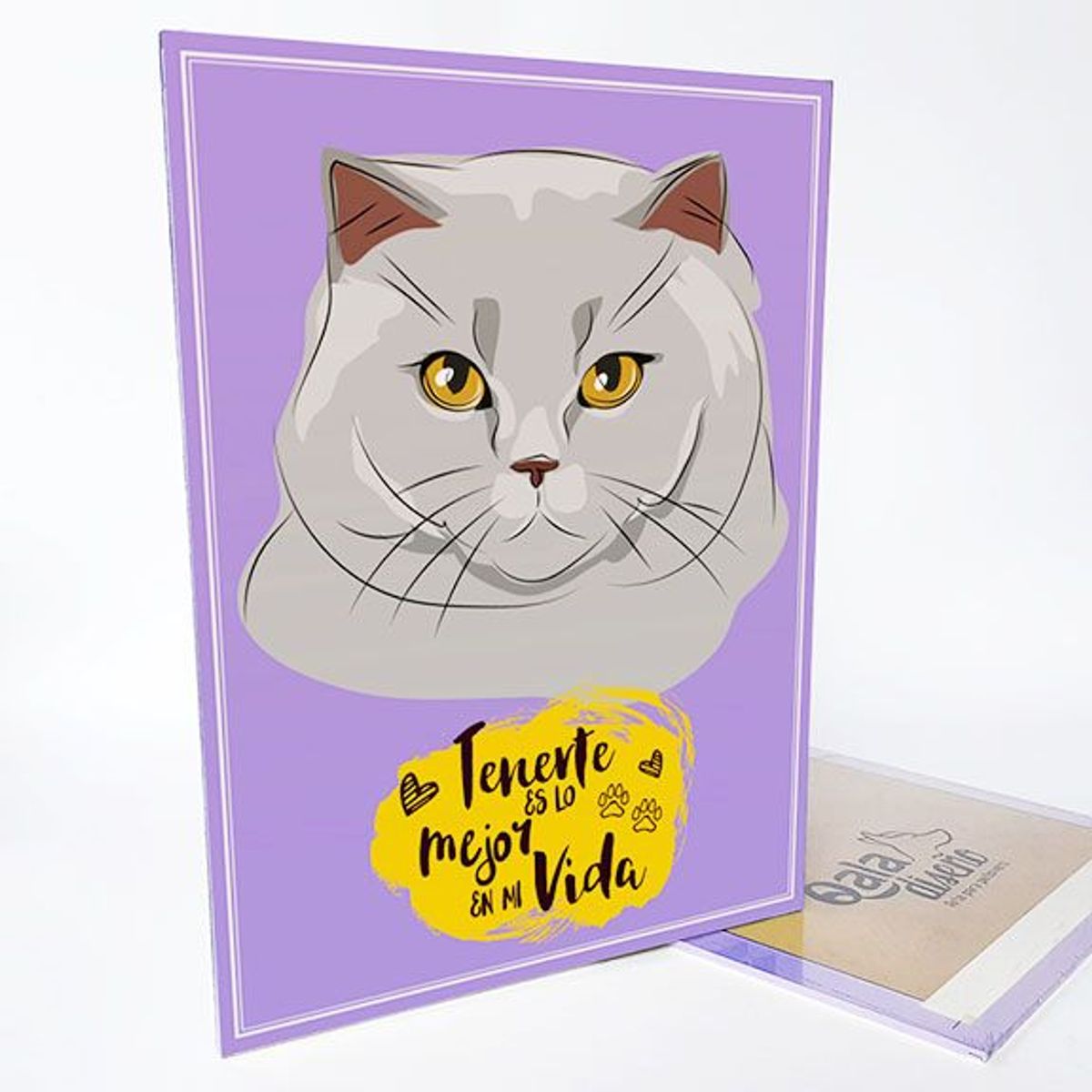 QALA DISEÑO - Cuadro Decorativo - Qala Diseño - Gato Gris - 30x225 cms