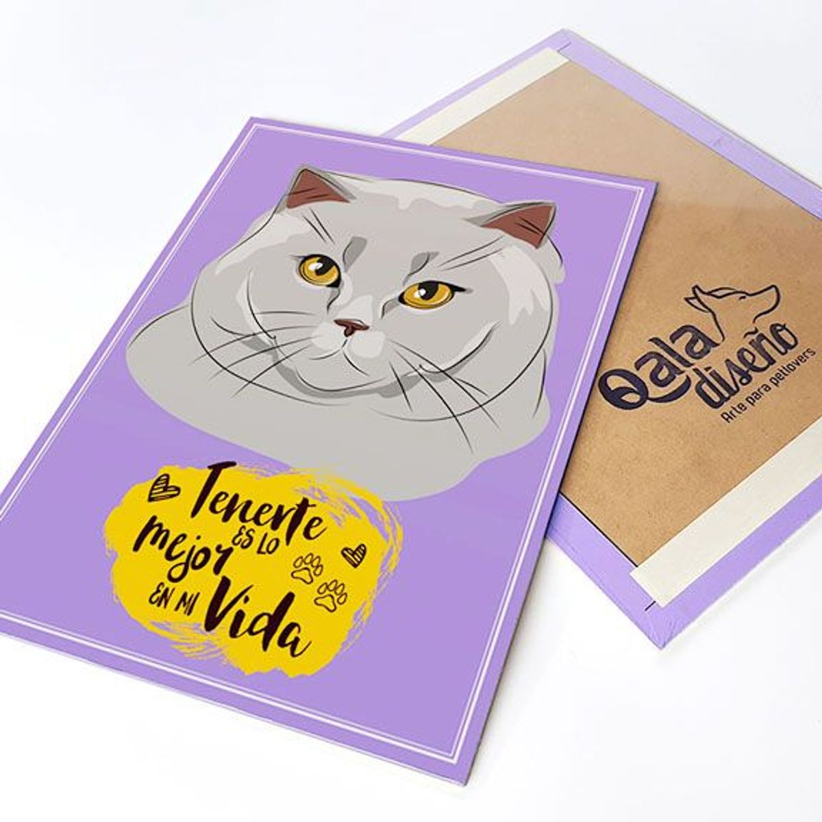 QALA DISEÑO - Cuadro Decorativo - Qala Diseño - Gato Gris - 30x225 cms