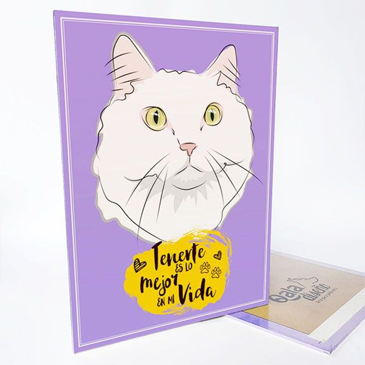 QALA DISEÑO - Cuadro Decorativo - Qala Diseño - Gato Blanco - 30x225 cms