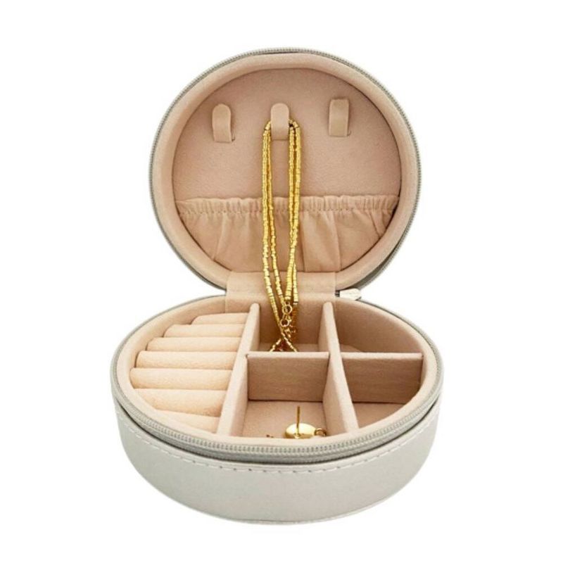 INSPIRA MARKET - Joyero Cofre de Accesorios circular portátil cuero