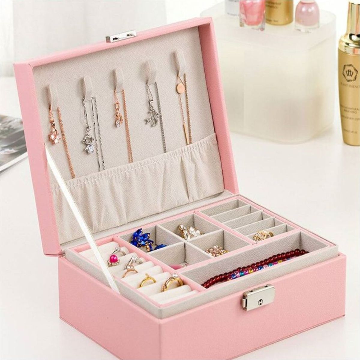 INSPIRA MARKET - Joyero Cofre de Accesorios cuadrado cuero