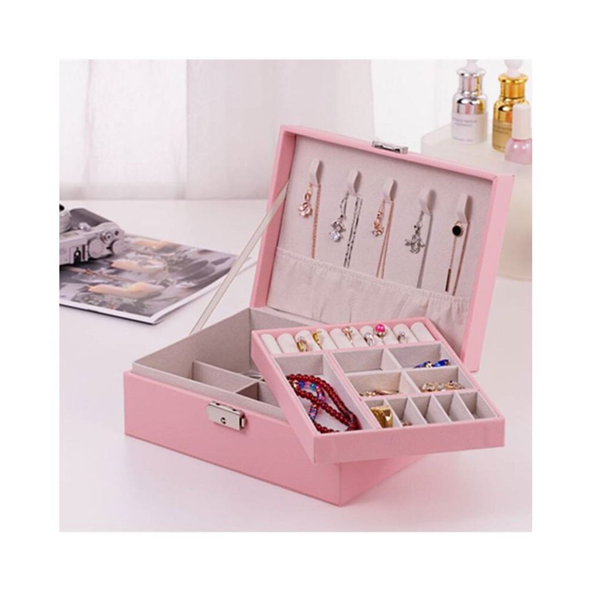 INSPIRA MARKET - Joyero Cofre de Accesorios cuadrado cuero