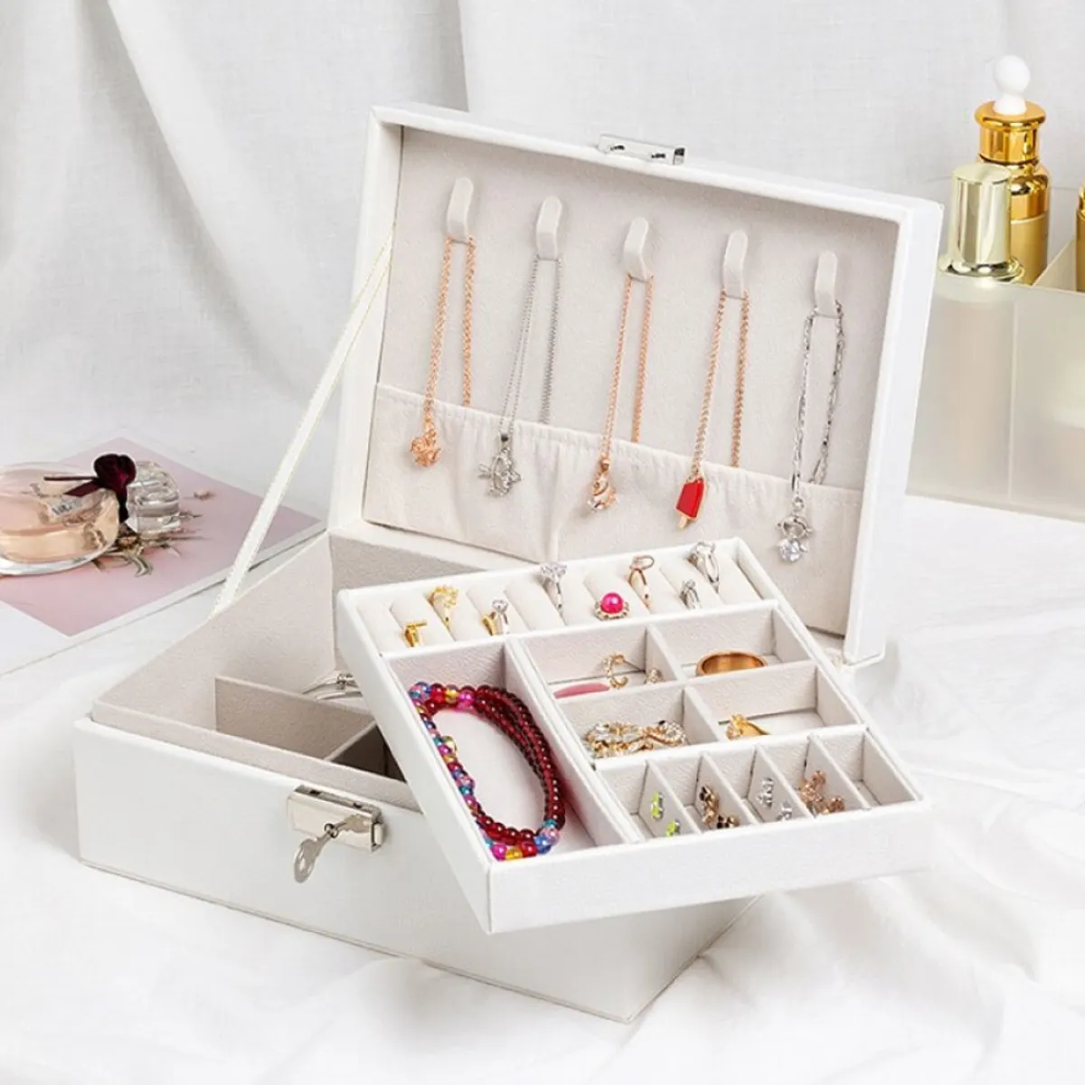 INSPIRA MARKET - Joyero Cofre de Accesorios cuadrado cuero