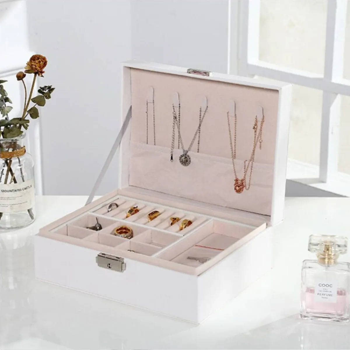 INSPIRA MARKET - Joyero Cofre de Accesorios cuadrado cuero