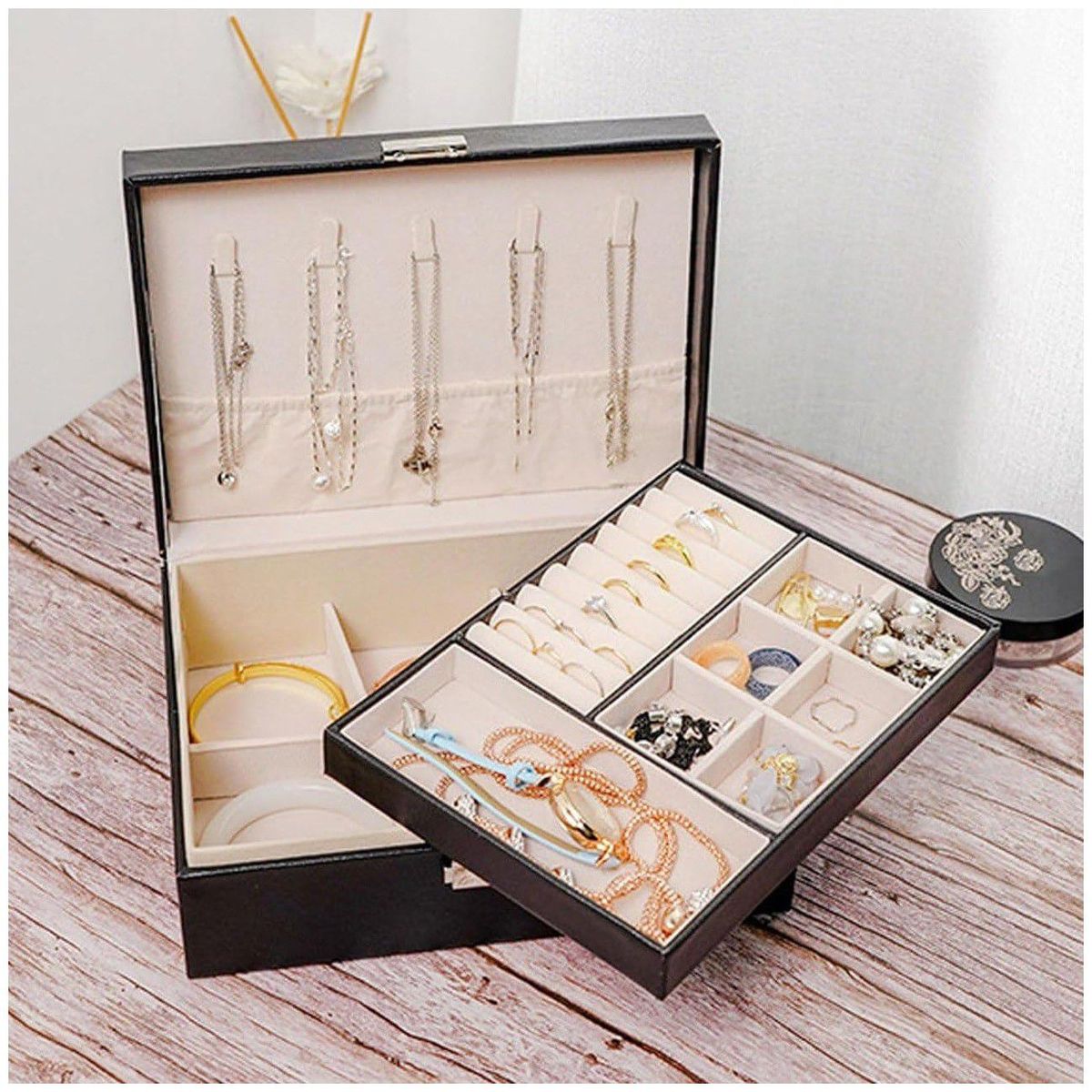 INSPIRA MARKET - Joyero Cofre de Accesorios cuadrado cuero