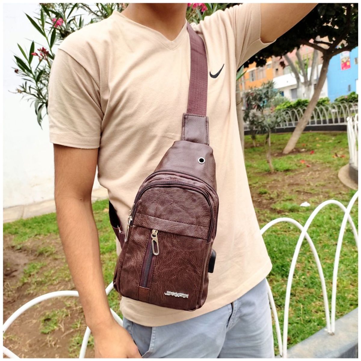 INSPIRA MARKET - Mochila Morral Bandolera Riñonera de Cuero Pu Accesorio para Hombre