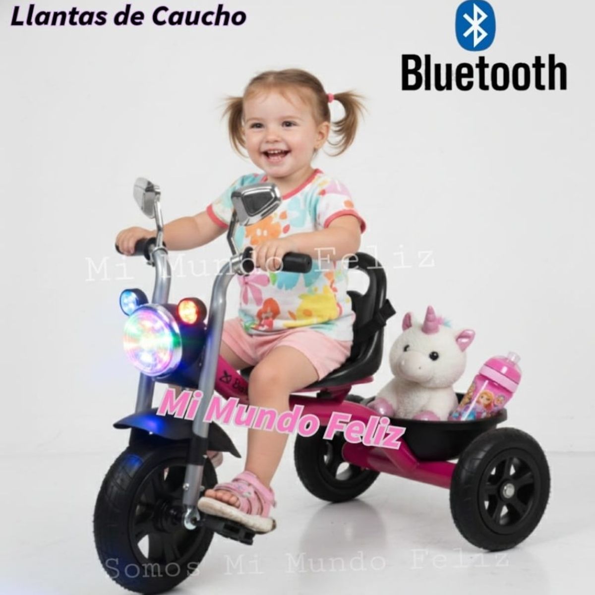BABY HAPPY - Triciclo para Niños Llantas de Goma Grande Bluetooth Musical