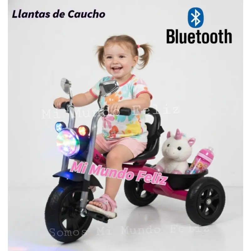 BABY HAPPY - Triciclo para Niños Llantas de Goma Grande Bluetooth Musical