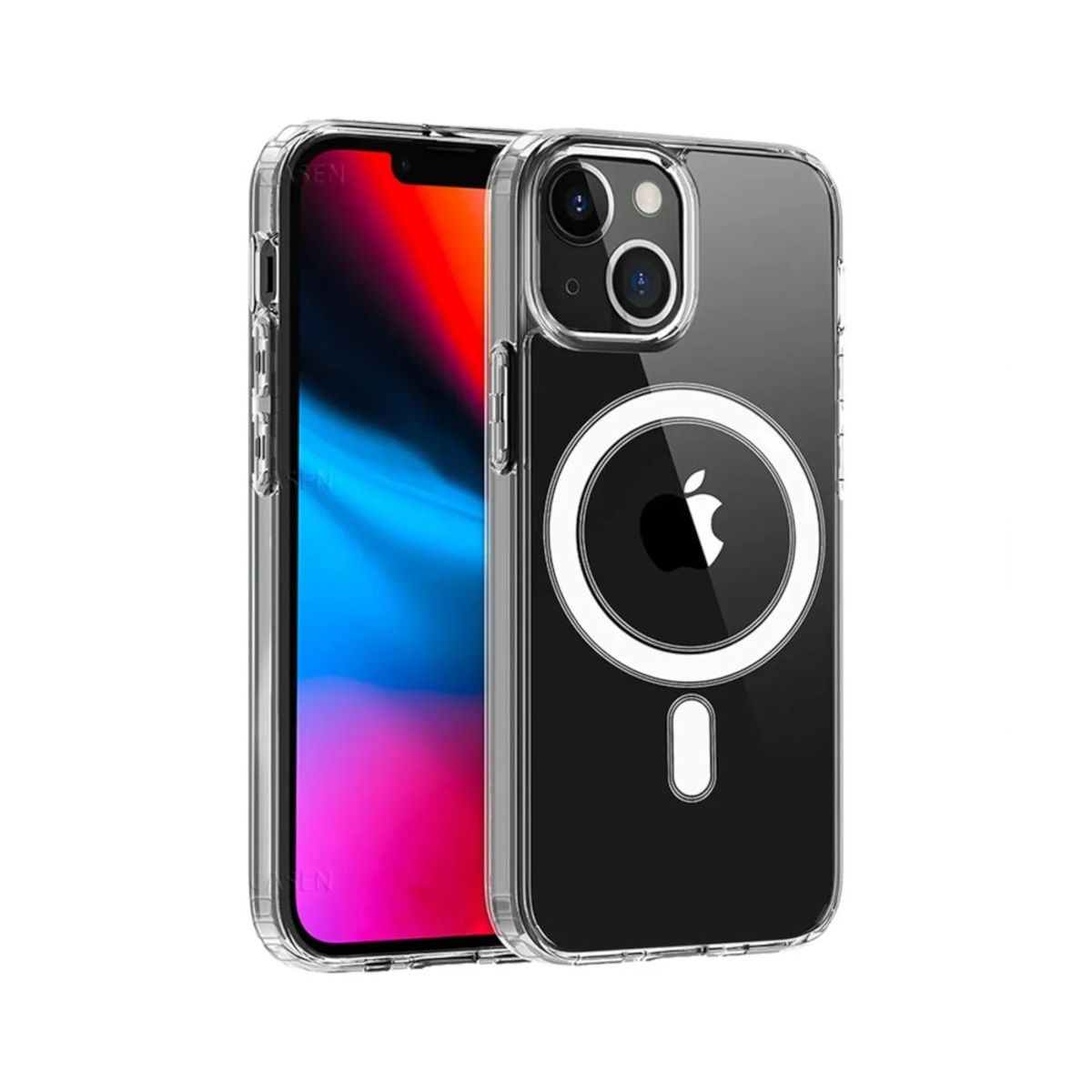 GENERICO - Case Compatible con iPhone 13 Transparente con Carga Magnética