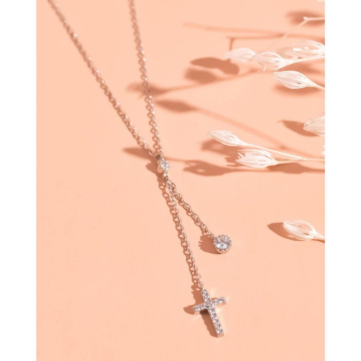 CLEO JOYAS & ACCESORIOS - Collar charlize cruz colgante plateado plata