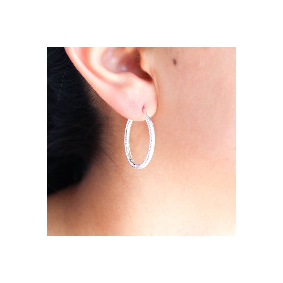 CLEO JOYAS & ACCESORIOS - Arete argolla plata 27mm mujer