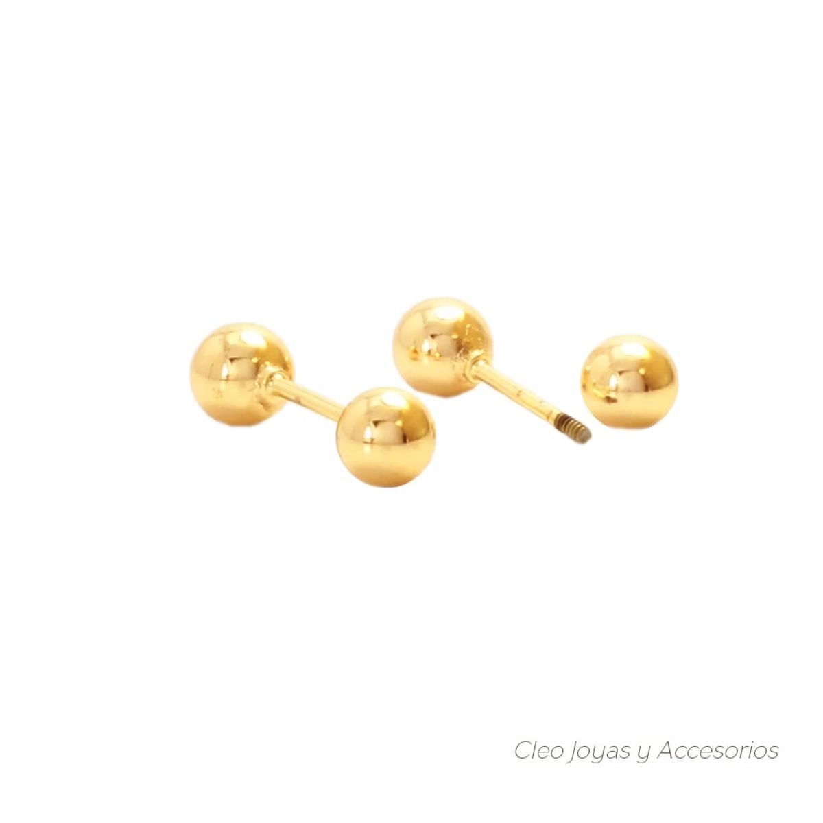 CLEO JOYAS & ACCESORIOS - Arete abridor bola bombita oro 18k antipérdida