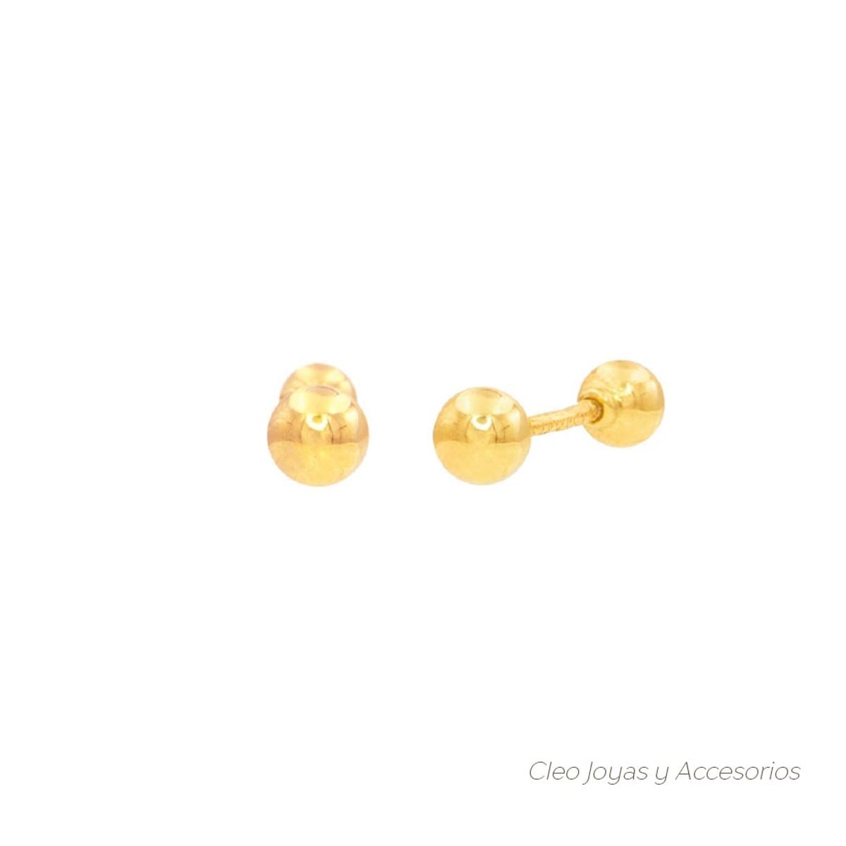 CLEO JOYAS & ACCESORIOS - Arete abridor bola bombita oro 18k antipérdida