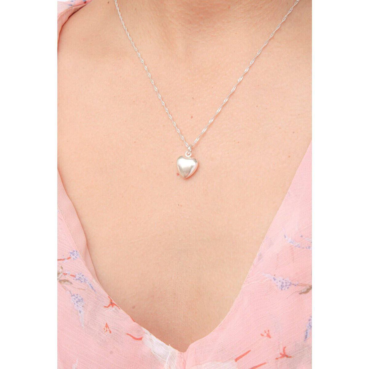 CLEO JOYAS & ACCESORIOS - Collar corazón bombeado plata mujer