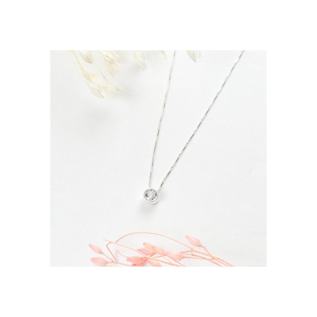 CLEO JOYAS & ACCESORIOS - Collar punto de luz cristal plata mujer