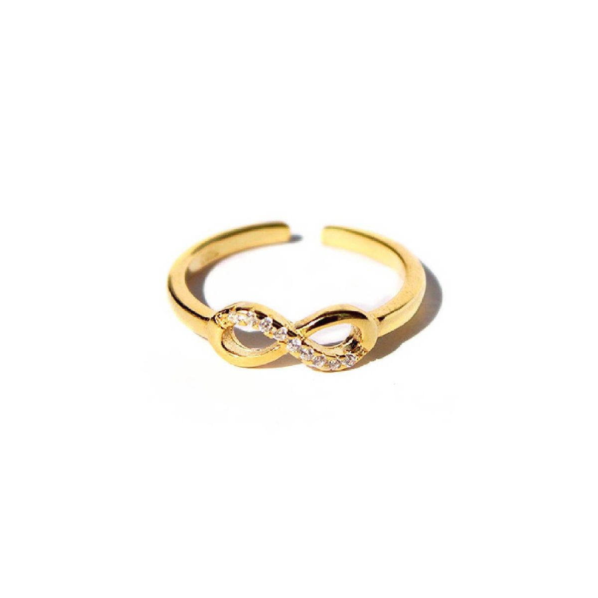 CLEO JOYAS & ACCESORIOS - Anillo infinito regulable plata baño de oro mujer