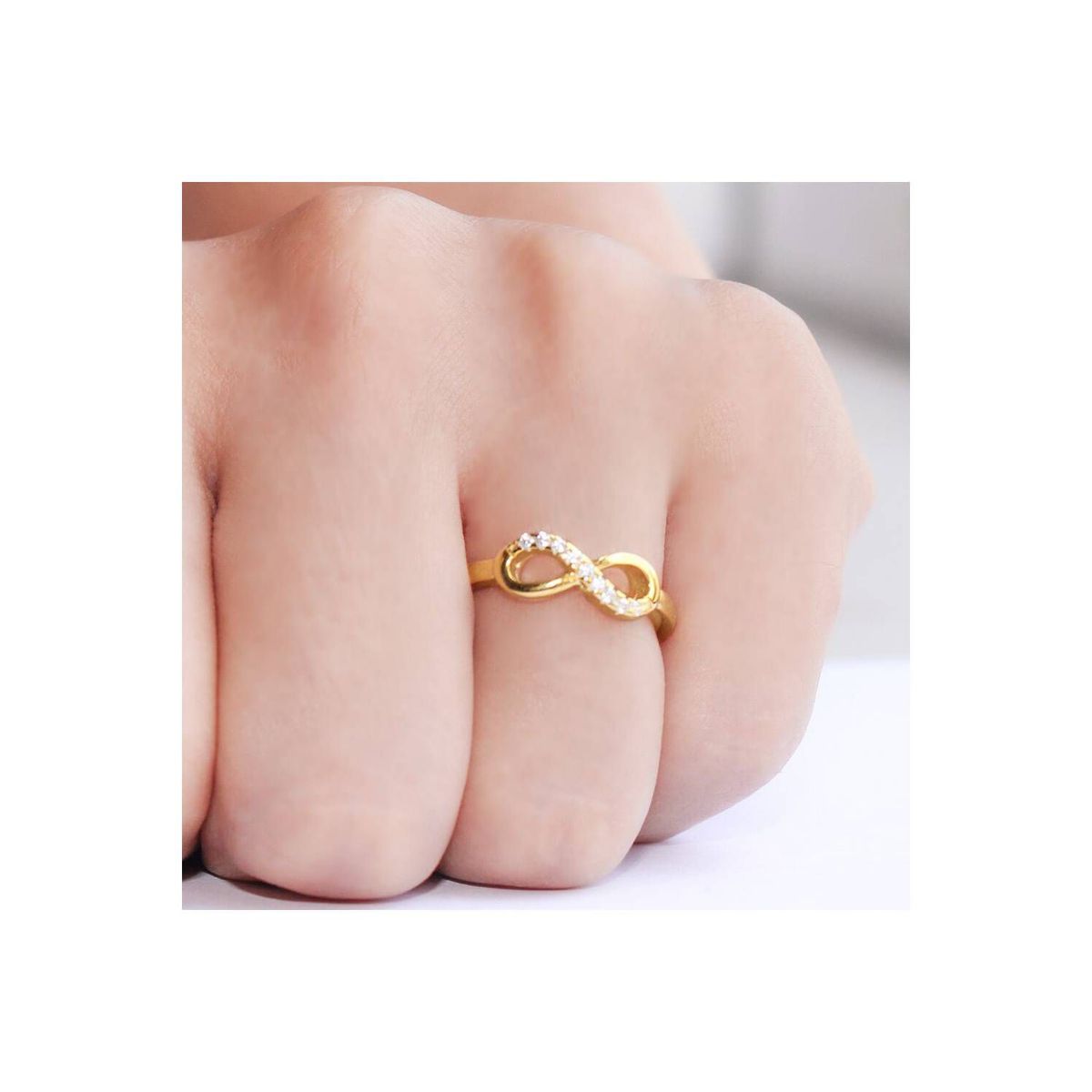 CLEO JOYAS & ACCESORIOS - Anillo infinito regulable plata baño de oro mujer