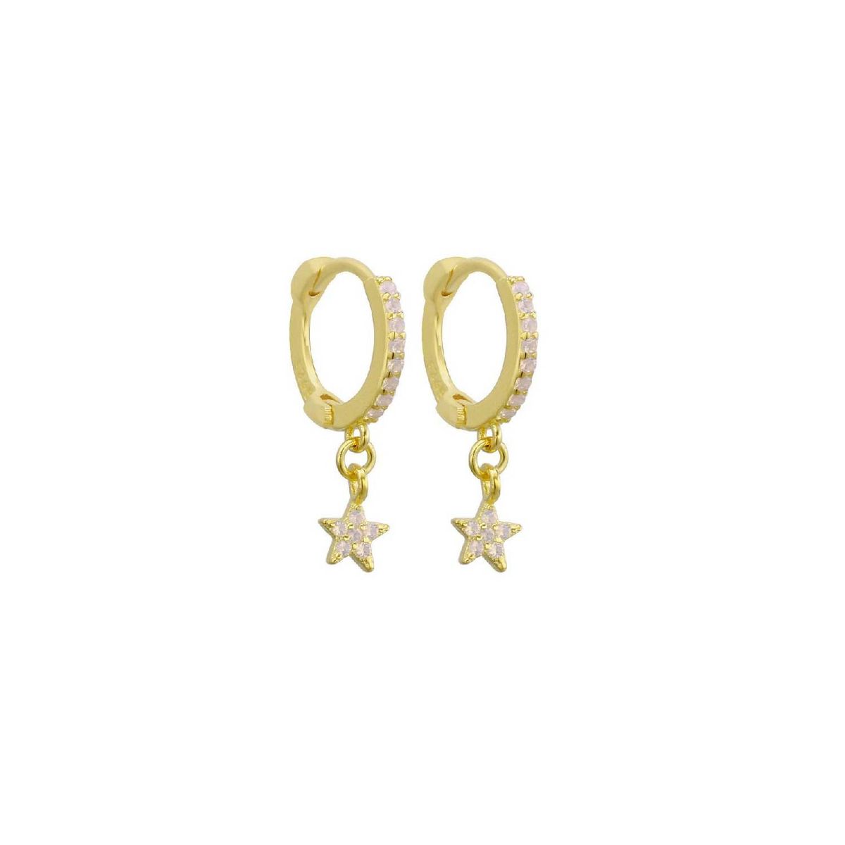 CLEO JOYAS & ACCESORIOS - Arete argolla estrella colgante baño de oro mujer