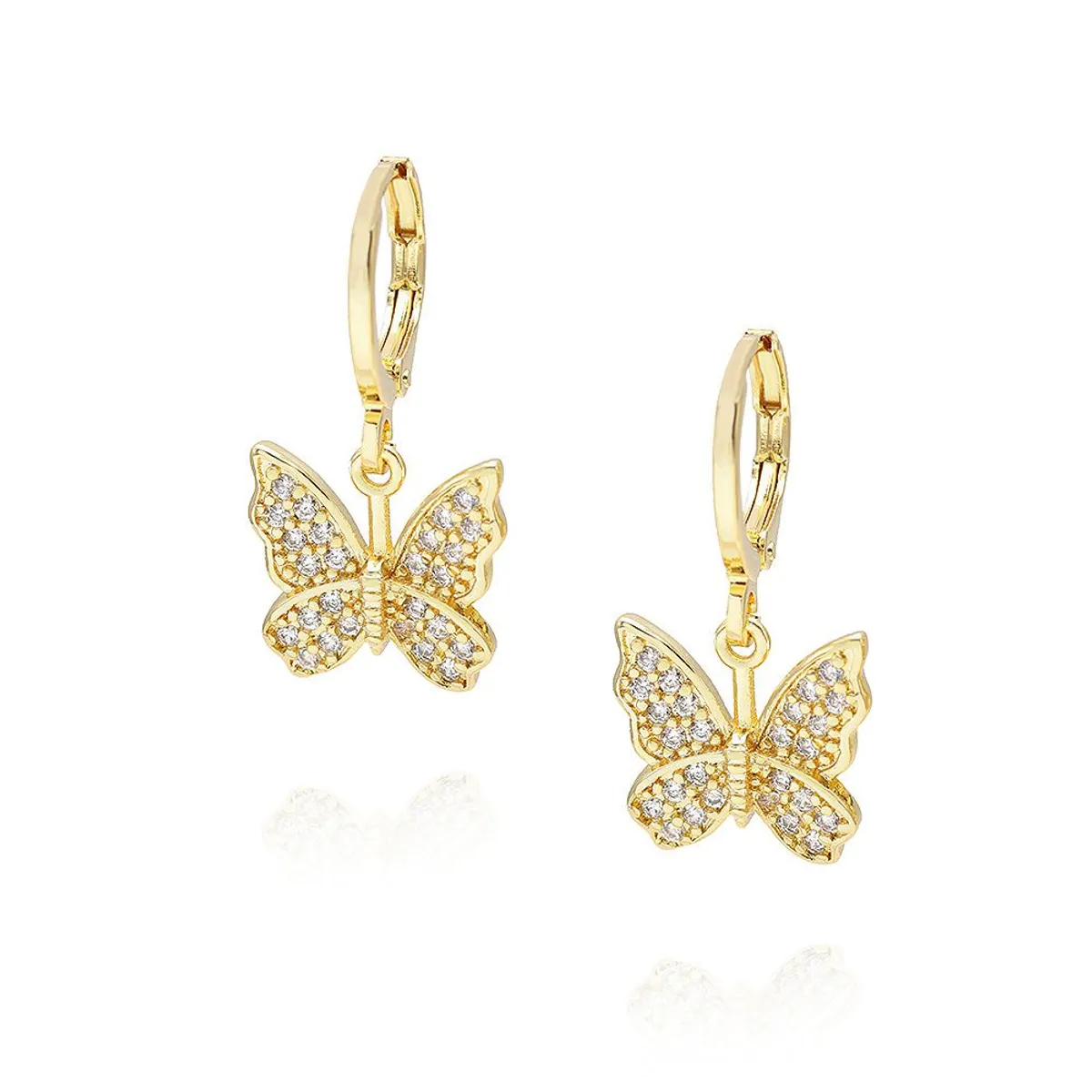 CLEO JOYAS & ACCESORIOS - Arete argolla mariposa taly baño de oro mujer