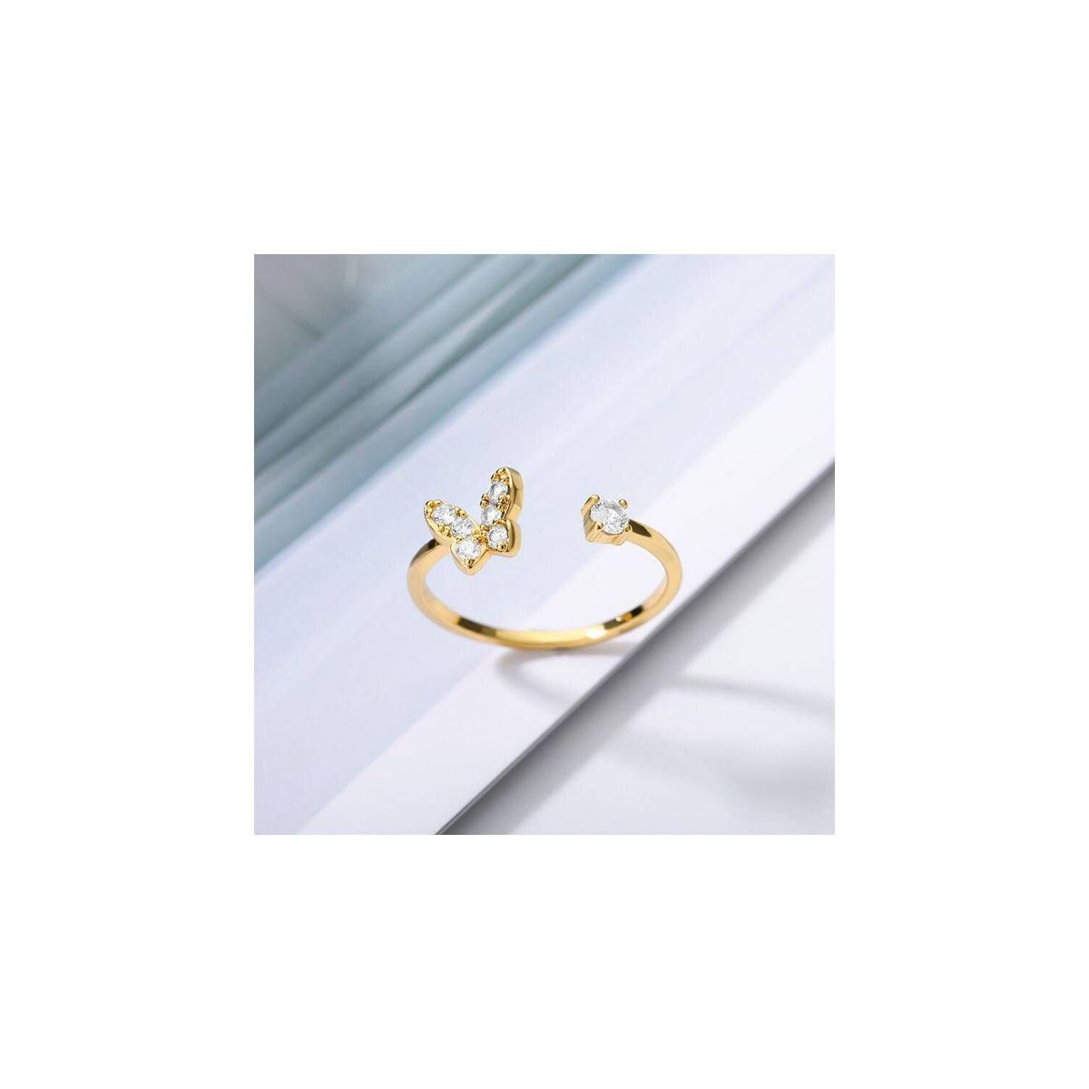 CLEO JOYAS & ACCESORIOS - Anillo mariposas regulable baño de oro mujer