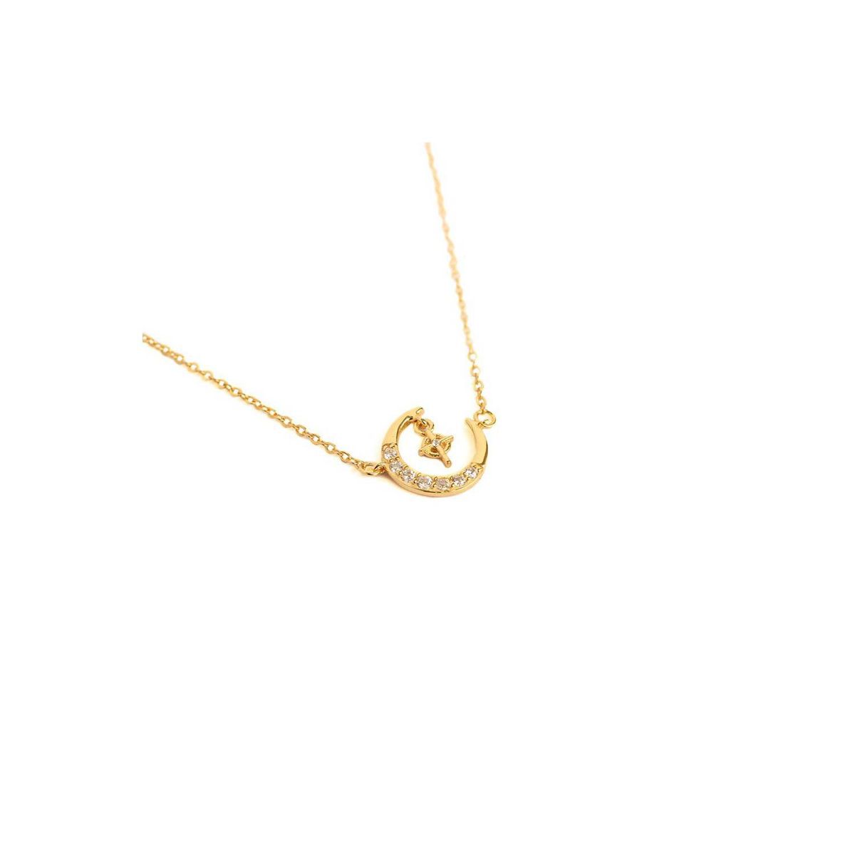 CLEO JOYAS & ACCESORIOS - Collar media luna plata baño de oro mujer