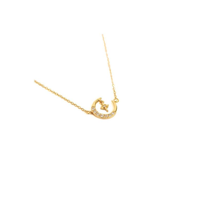 CLEO JOYAS & ACCESORIOS - Collar media luna plata baño de oro mujer