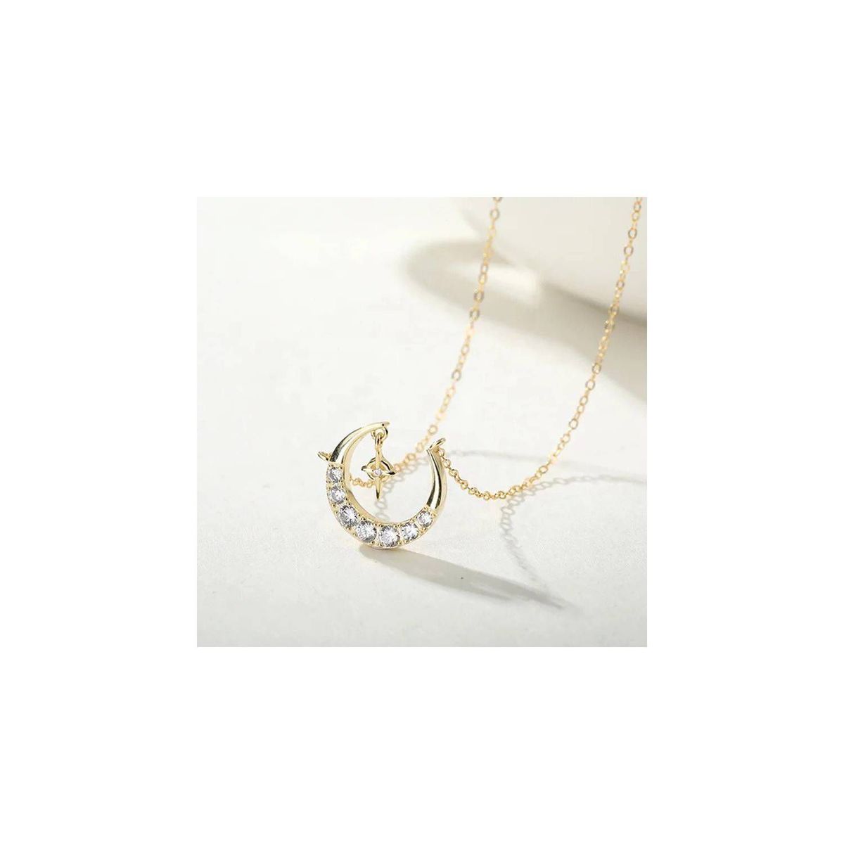 CLEO JOYAS & ACCESORIOS - Collar media luna plata baño de oro mujer