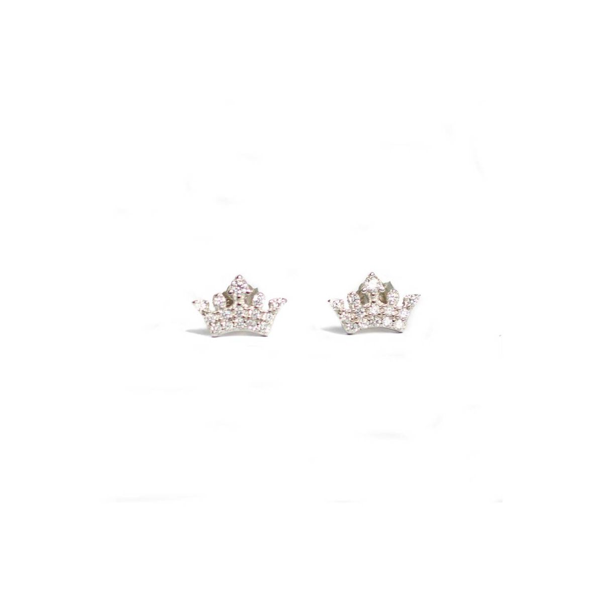 CLEO JOYAS & ACCESORIOS - Arete corona plata con circones niña