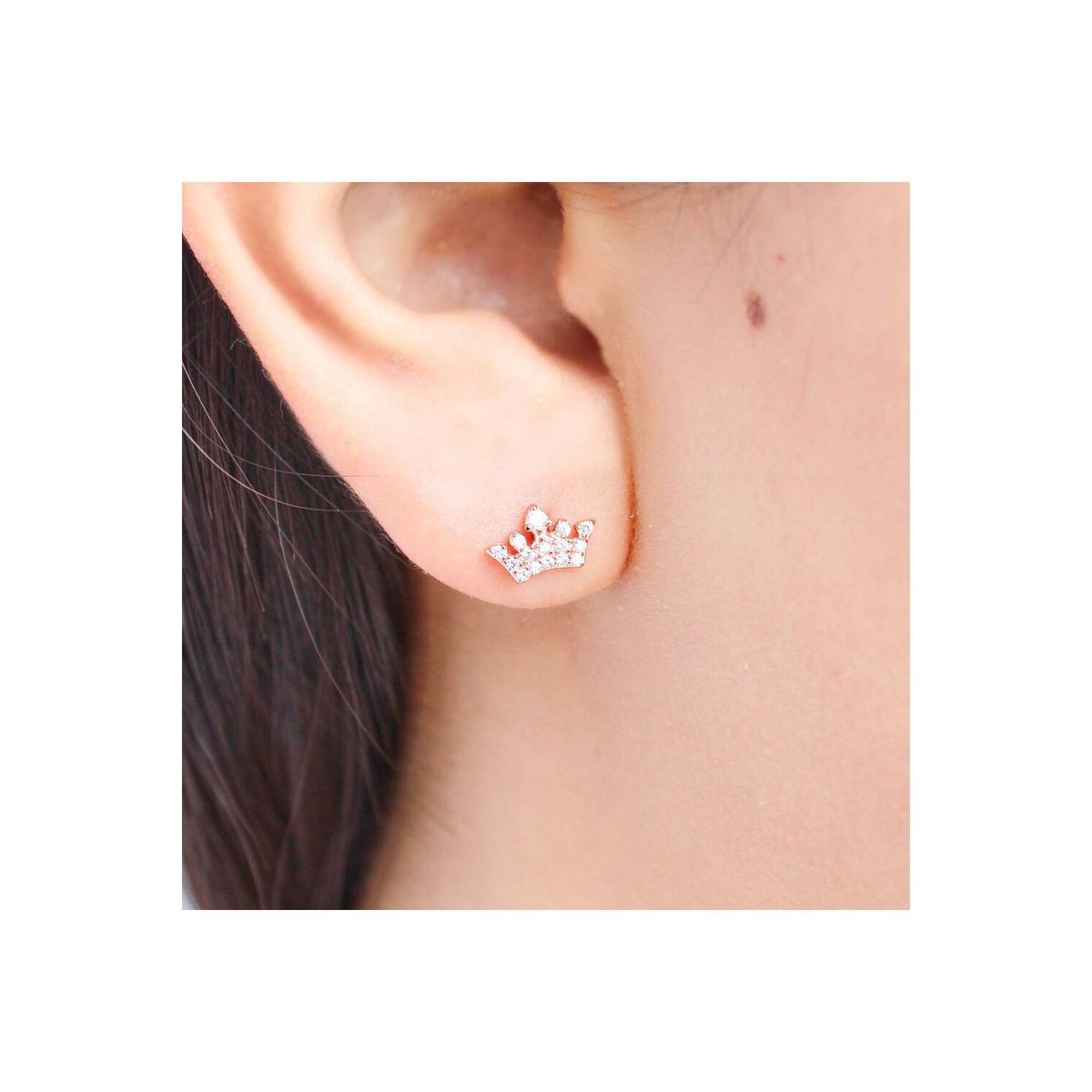 CLEO JOYAS & ACCESORIOS - Arete corona plata con circones niña