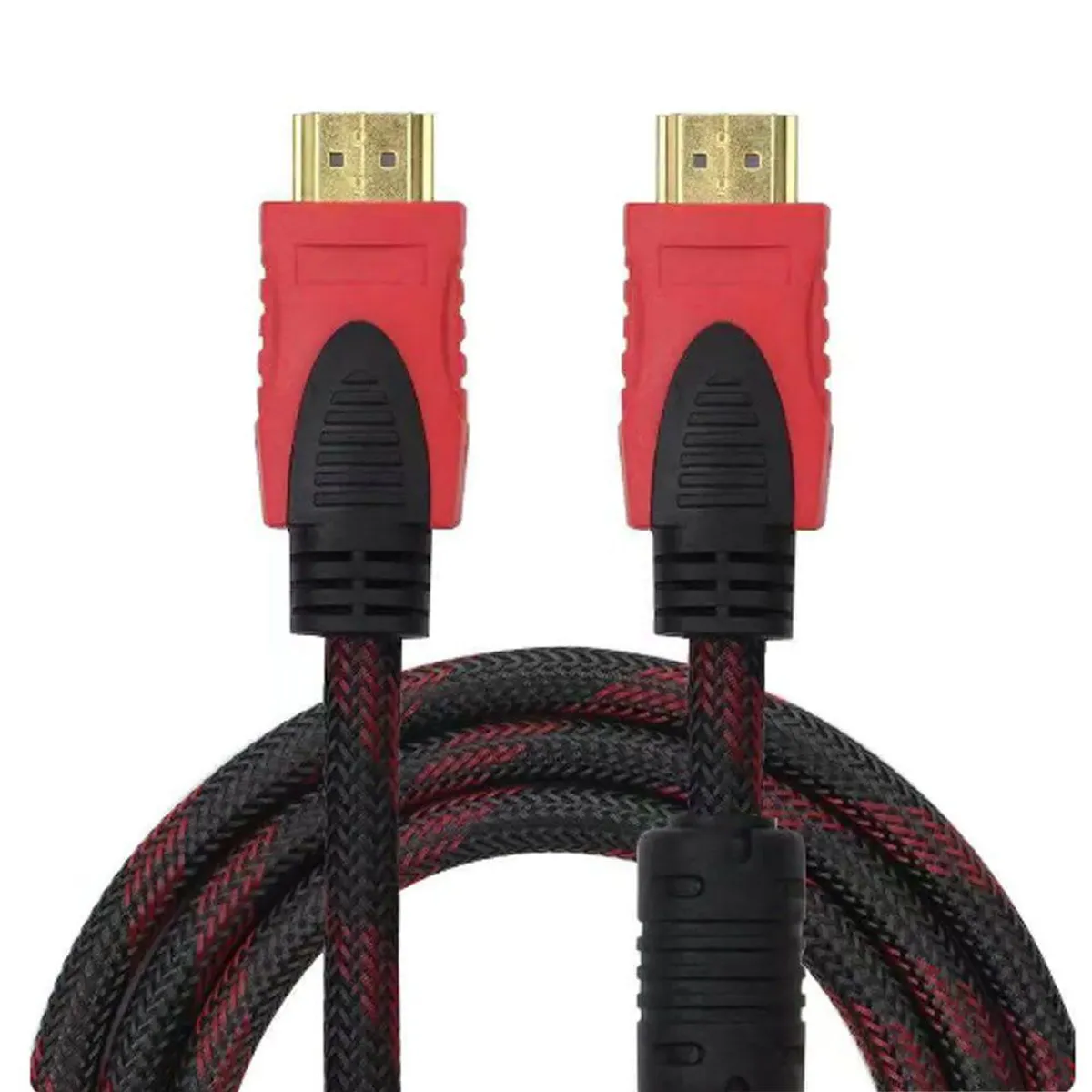 GENERICO - Cable HDMI Con Filtro 3 Metros HD 3D V1.4 Enmallado Negro Con Rojo