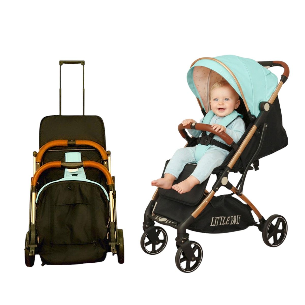 LITTLE BRU ACCESORIOS EXCLUSIVOS - Coche Batón Skyline Little Bru Verde Negro Protección UV