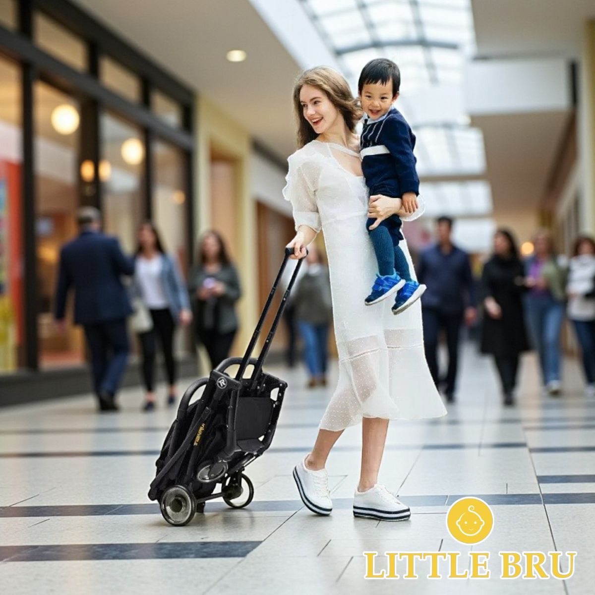 LITTLE BRU ACCESORIOS EXCLUSIVOS - Coche Batón Skyline Little Bru Verde Negro Protección UV