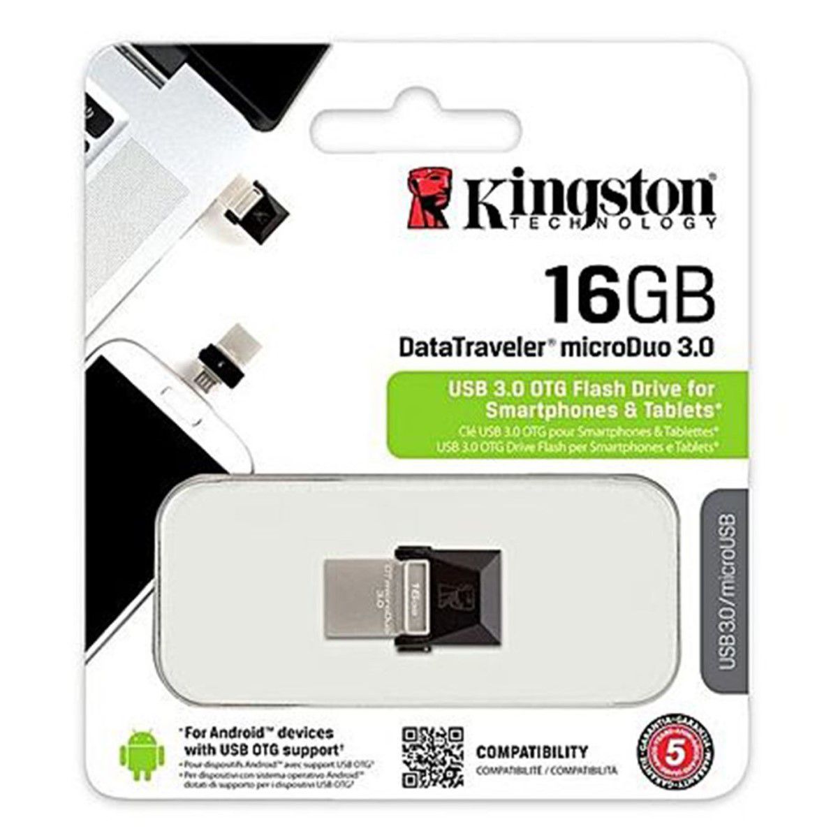 KINGSTON - MicroDuo OTG Kingston Flash USB 16GB USB 3.0 70MB - DTDUO3/16GB