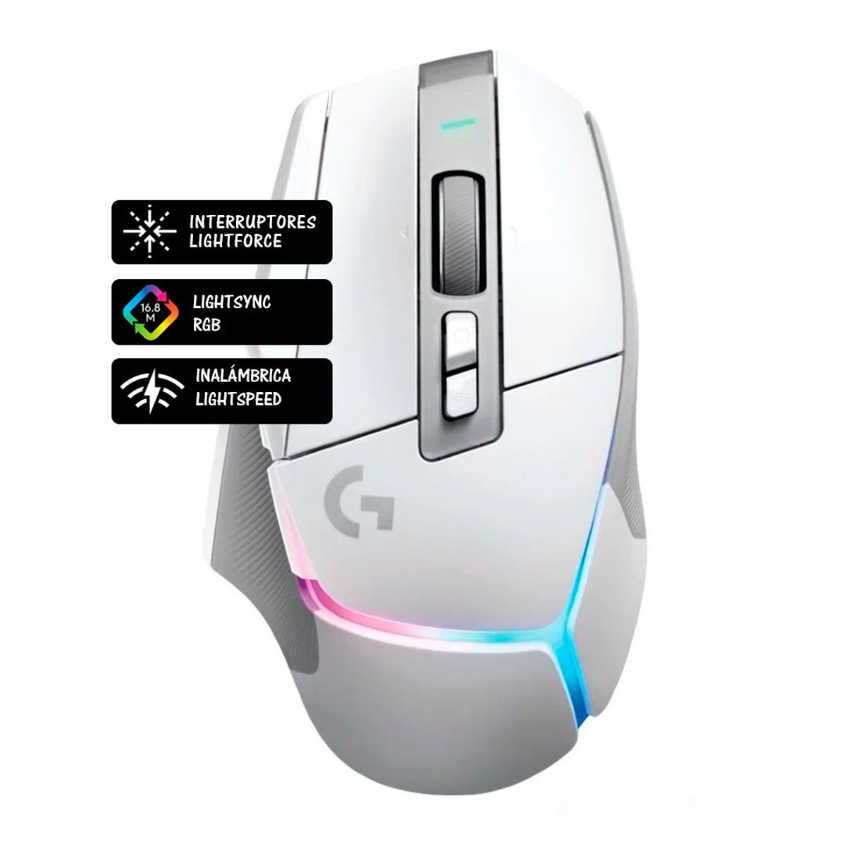 LOGITECH - Mouse Logitech G502X plus LIGHTFORCE Inalambrico RGB - Blanco