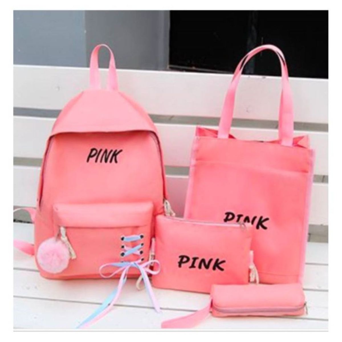 GENERICO - Mochila Juvenil Kawaii Mochila Aesthetic Set x 4