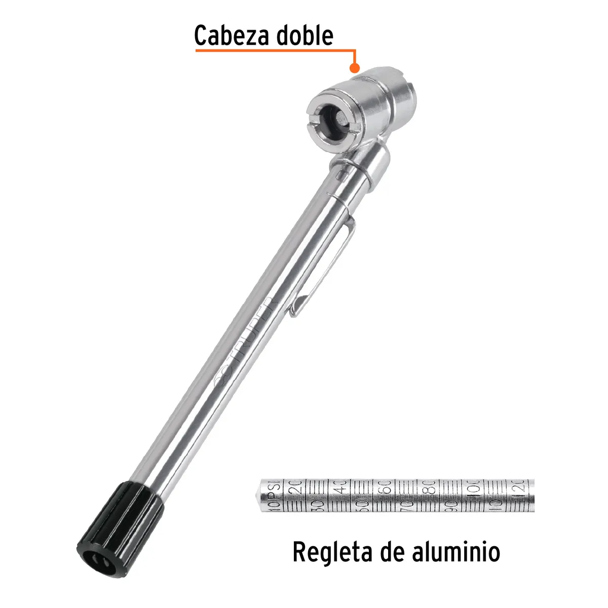 TRUPER - Medidor de presión 120 PSI cabeza doble Truper