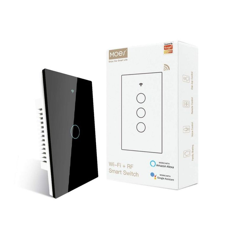 GENERICO - MOES Interruptor inteligente táctil de pared WiFi de 2.4 GHz