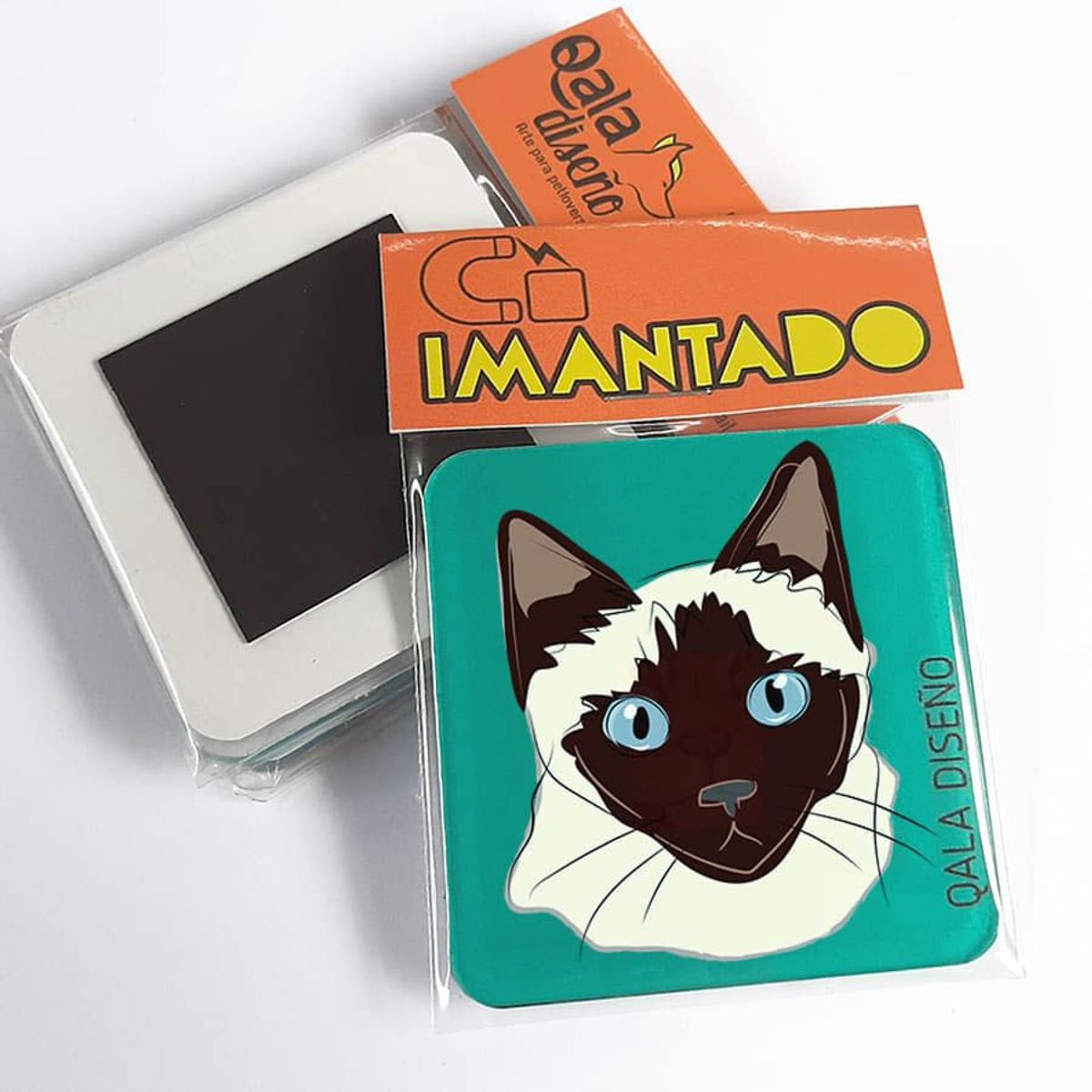 QALA DISEÑO - Imantado de Acrílico - Qala Diseño - Gato Siamés - Magneto 6x6