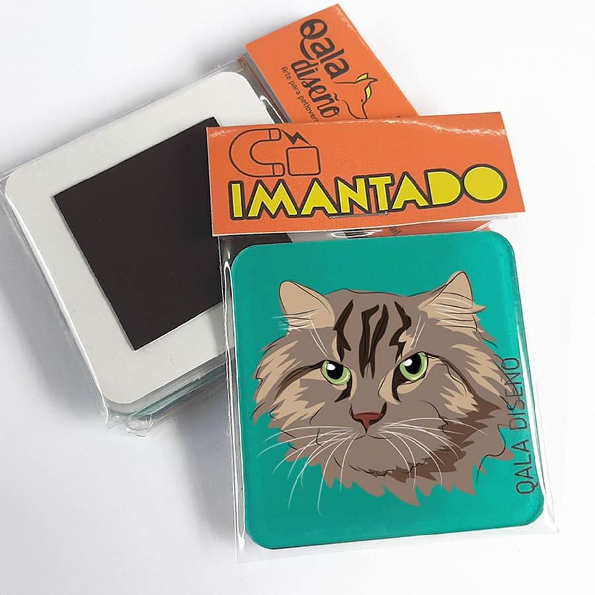 QALA DISEÑO - Imantado de Acrílico - Qala Diseño - Gato Peludo - Magneto 6x6