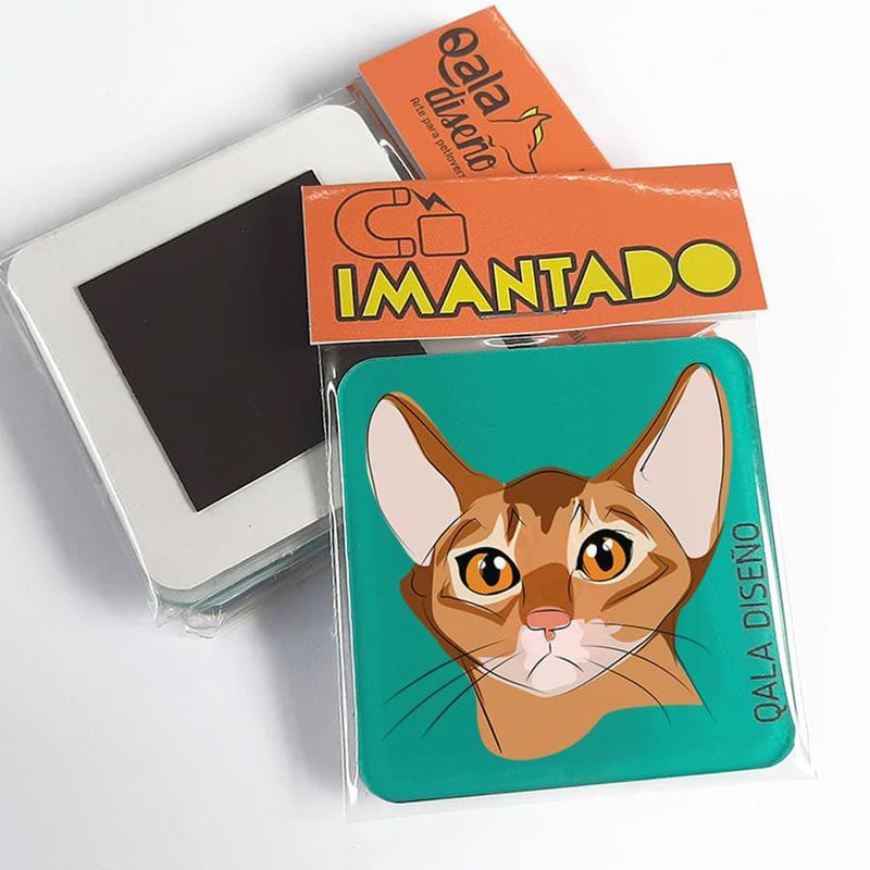 QALA DISEÑO - Imantado de Acrílico - Qala Diseño - Gato Orejón - Magneto 6x6