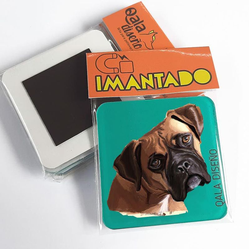 QALA DISEÑO - Imantado de Acrílico - Qala Diseño - Perro Bóxer - Magneto 6x6
