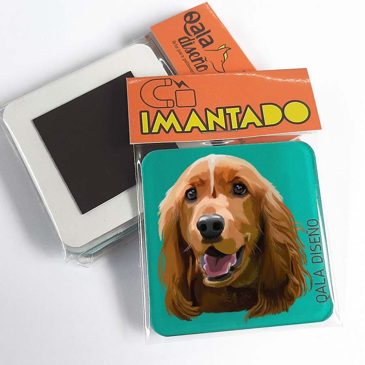QALA DISEÑO - Imantado de Acrílico - Qala Diseño - Perro Cocker - Magneto 6x6