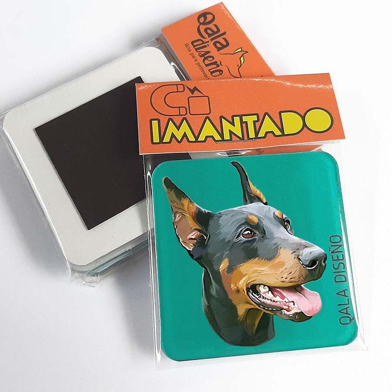 QALA DISEÑO - Imantado de Acrílico - Qala Diseño - Perro Doberman - Magneto 6x6