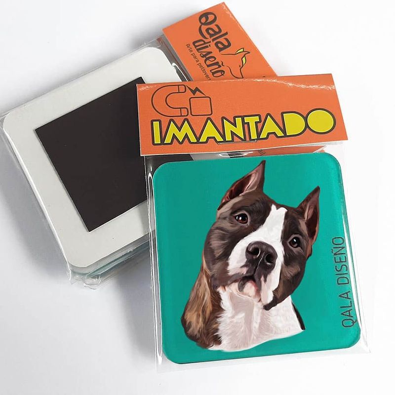 QALA DISEÑO - Imantado de Acrílico - Qala Diseño - Perro Pitbull - Magneto 6x6