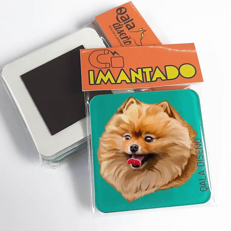 QALA DISEÑO - Imantado de Acrílico - Qala Diseño - Perro Pomerania - Magneto 6x6