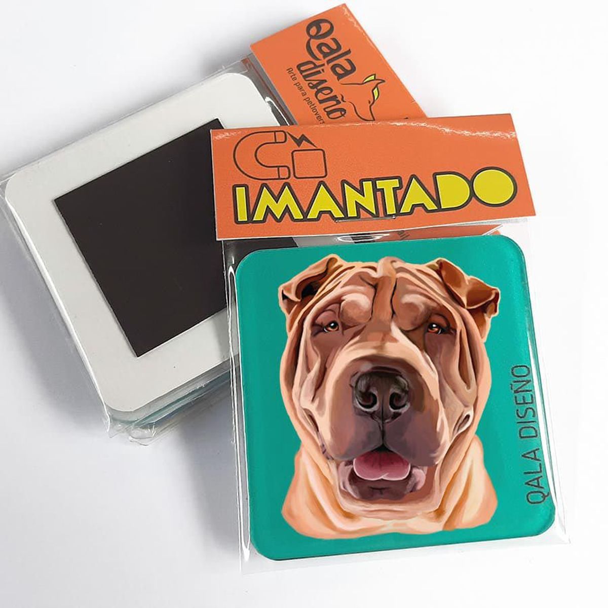 QALA DISEÑO - Imantado de Acrílico - Qala Diseño - Perro Shar Pei - Magneto 6x6