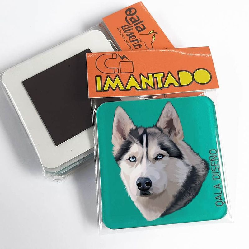 QALA DISEÑO - Imantado de Acrílico - Qala Diseño - Perro Siberiano - Magneto 6x6