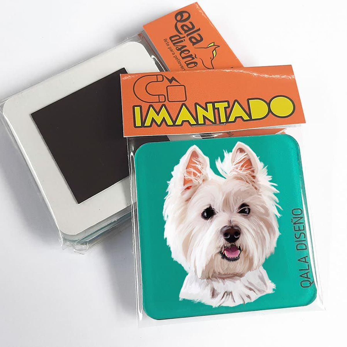 QALA DISEÑO - Imantado de Acrílico - Qala Diseño - Perro Westie - Magneto 6x6