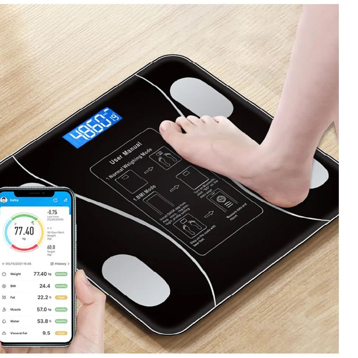 GENERICO - BALANZA  INTELIGENTE DIGITAL BLUETOOTH  PESO 180 KG