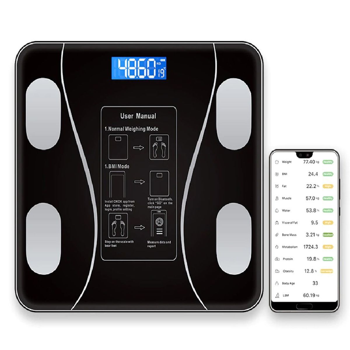 GENERICO - BALANZA  INTELIGENTE DIGITAL BLUETOOTH  PESO 180 KG